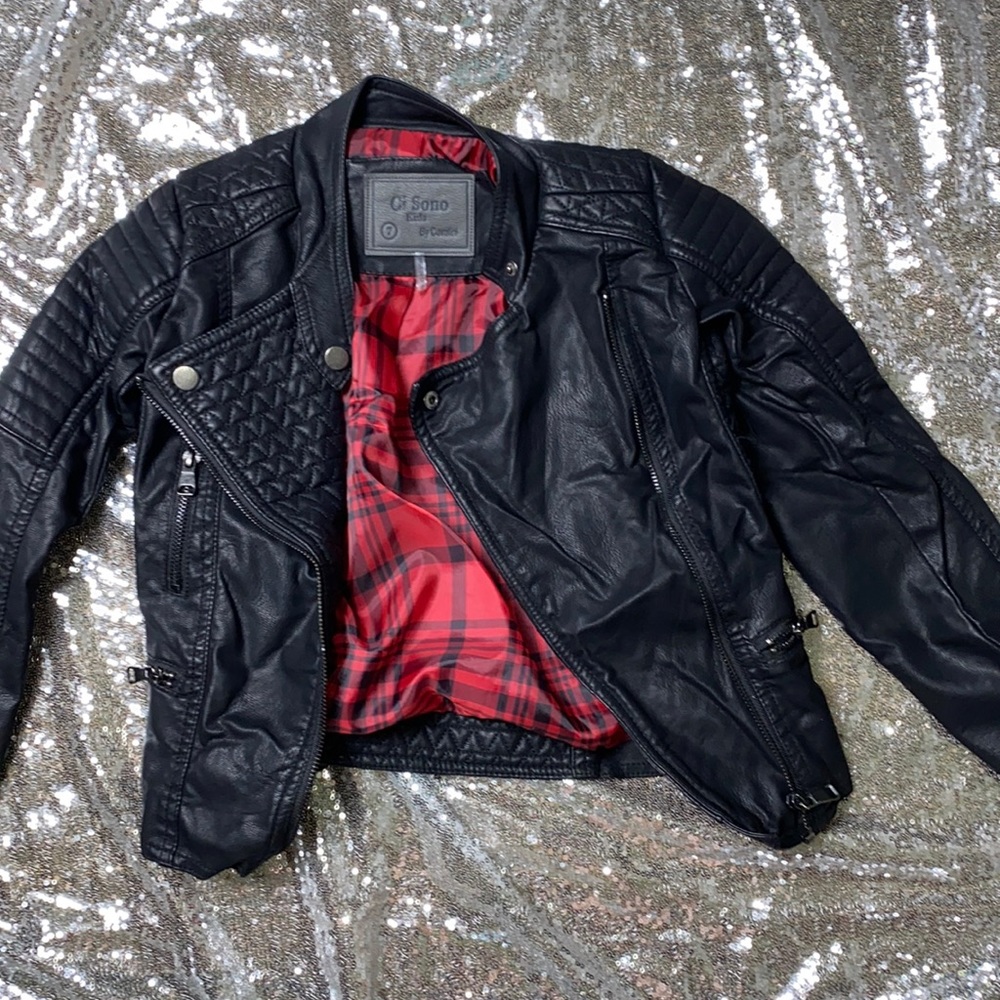 Ci Sono (Kids) By Cavalini (sz 7) Faux Leather Moto Jacket